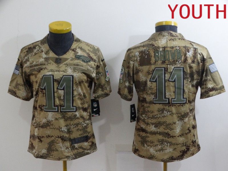 Youth Philadelphia Eagles #11 Brown Camo Nike Olive Salute To Service Limited NFL Jersey->women nfl jersey->Women Jersey